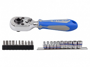 Набор головок 1/4" 21 ед. 6-ти гранные (4-13mm) на планке 2501MR KING TONY