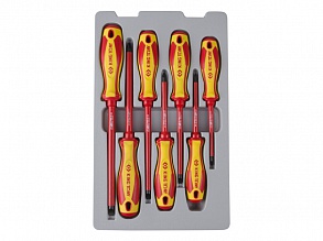 Набор отверток, диэлектрические, 7 предметов, ( с отвертками PZ) 30607MR KING TONY