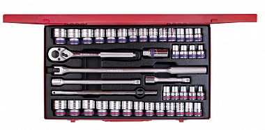 Набор головок 1/2" 43 ед. 12-ти гранные,короткие, дюймовые+метрические 4042CR KING TONY