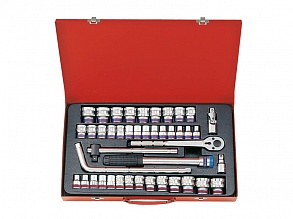 Набор головок 1/2" 43 ед. 6-ти гранные,короткие, дюймовые+метрические 4544CR KING TONY