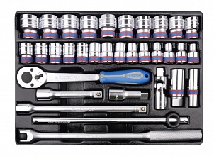 Набор торцевых головок 1/2" с принадлежностями, ложемент, 33 предмета 9-4333MR03 KING TONY