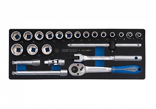 Набор торцевых головок 3/8" (головки,трещетка,вороток,удл.) (EVA ложемент) 9-3523MRV11 KING TONY