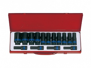 Набор головок ударных 1/2" 15 ед. 6-ти гранные,длинные, 10-32мм 4415MP KING TONY