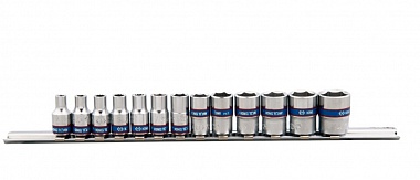 Набор головок 1/4" 13 ед. 6-ти гранные, (4-14mm) на планке 2513MR KING TONY