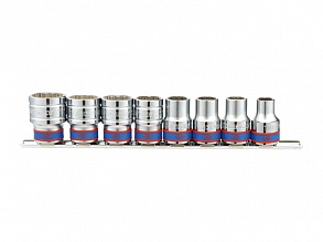 Набор головок 1/2" 8 ед. 12-ти гранные, (10-22mm) на планке 4010MR KING TONY