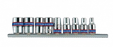 Набор головок 1/4" 9 ед. 6-ти гранные (4-13mm) на планке 2509MR KING TONY
