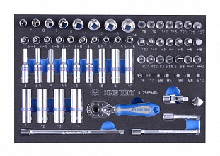 Набор торцевых головок 1/4" с принадлежностями, ложемент, 65 предметов (EVA ложемент) 9-2565MRV KING TONY