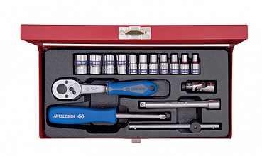 Набор головок 1/4" 16 ед. 6-ти гранные, (4-13mm) 2516MR KING TONY