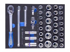 Набор торцевых головок 1/2" с принадлежностями, ложемент, 37 пр. (EVA ложемент) 9-4537MRV KING TONY