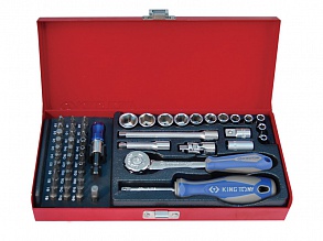 Набор головок 1/4" 51 ед. 6-ти гранные, (4-14mm) 2551MR KING TONY
